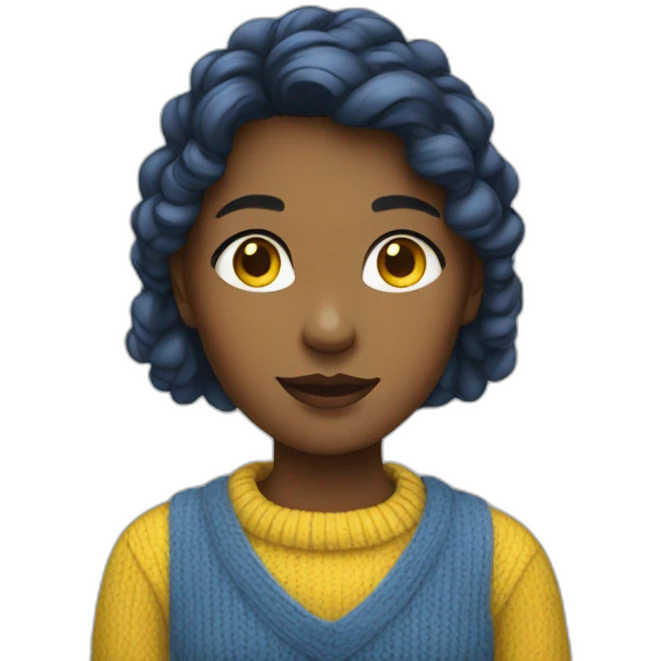Girl in blue and yellow sweater emoji