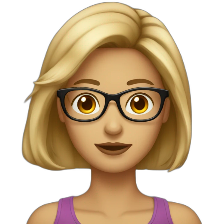 Femme lunette cheveux brun clair emoji