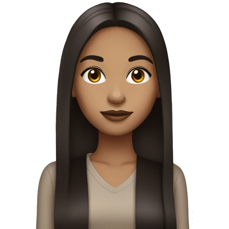 lightskin girl with long straight dark brown hair with middle part and lashes emoji