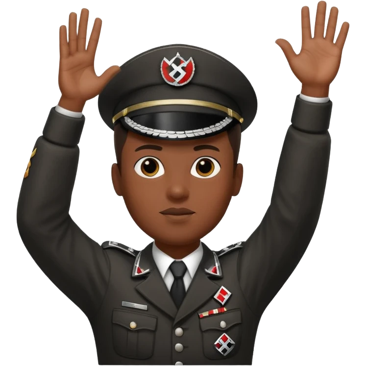 un negro haciendo el saludo nazi emoji