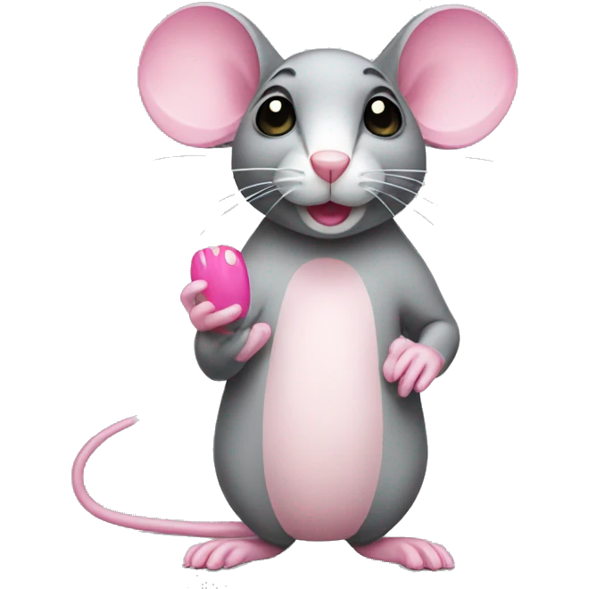 mouse with pink nails  emoji