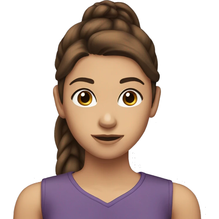 Sasha Braus brown hair in a ponytail brown eyes emoji