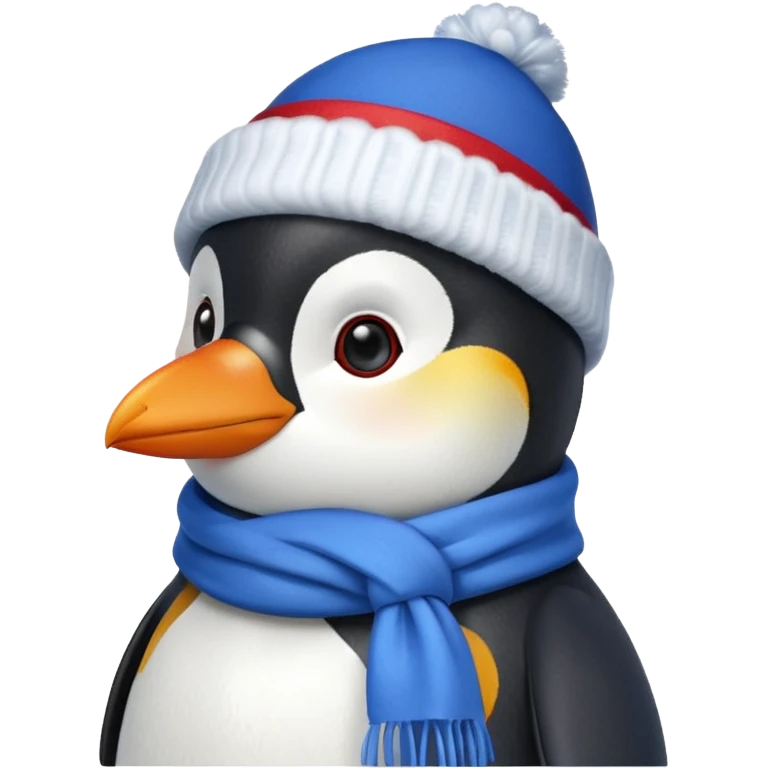 Winter penguin wearing winter clothes with winter background emoji