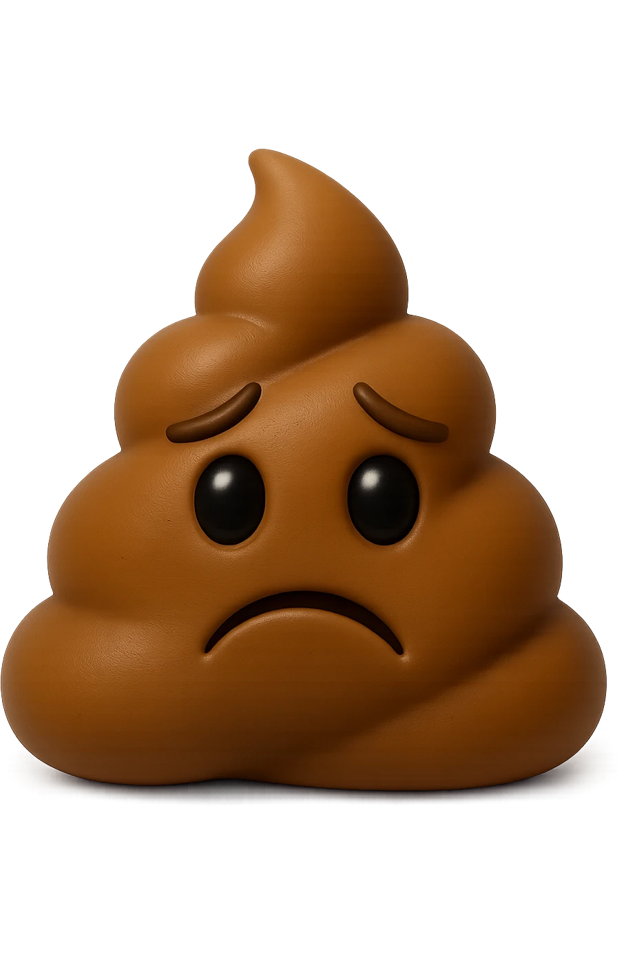 EMOJI STILE IPHONE 3D DI UNA MONTAGNETTA DI FECI A PALLINE CON ESPRESSIONE TRISTE, IPERREALISTICO 4K emoji