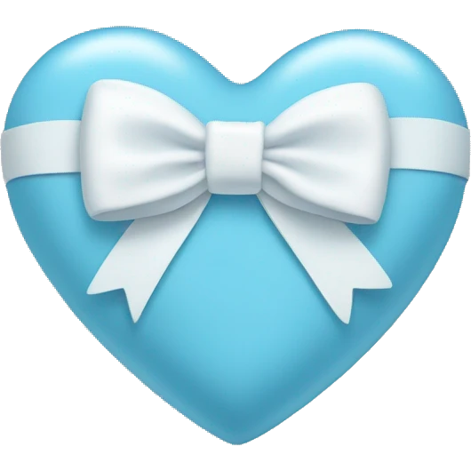 Baby blue heart with white bow emoji