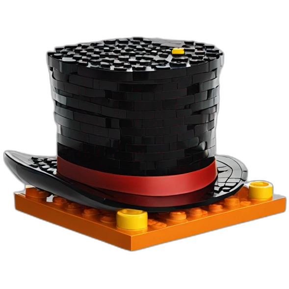 Lego brick on magician hat emoji