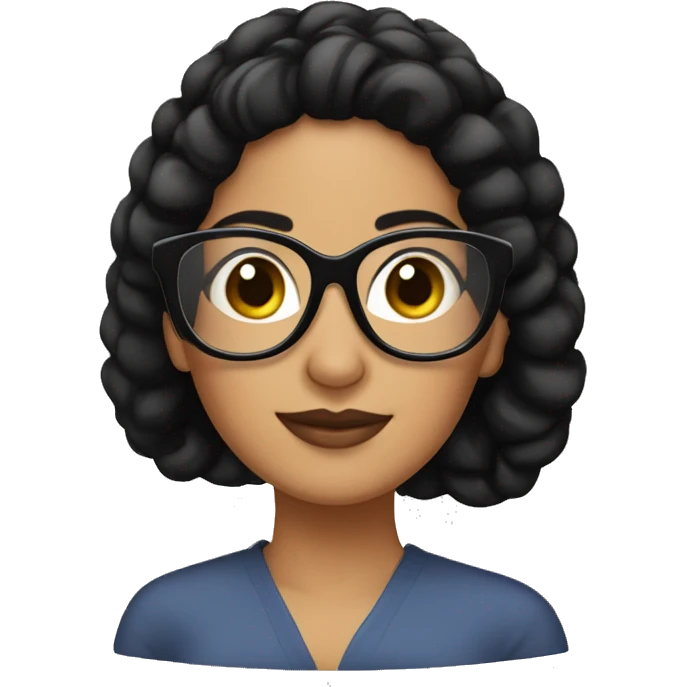 Hispanic woman with black bun and luxury glasses emoji