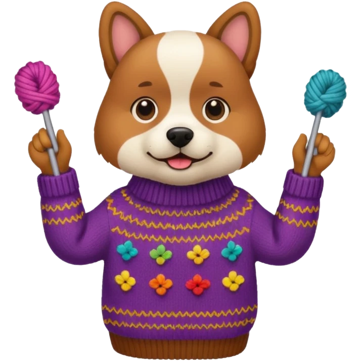 dog knitting a sweater emoji
