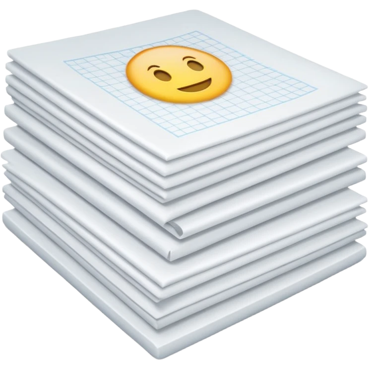 neatly stacked bundle of A4 white sheets, squared edges, slight shadowing, soft lighting, subtle shadows, emoji scale emoji