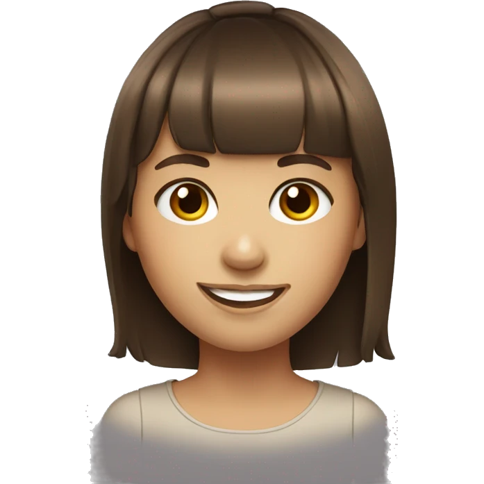 brown-haired girl with bangs smiling portrait emoji