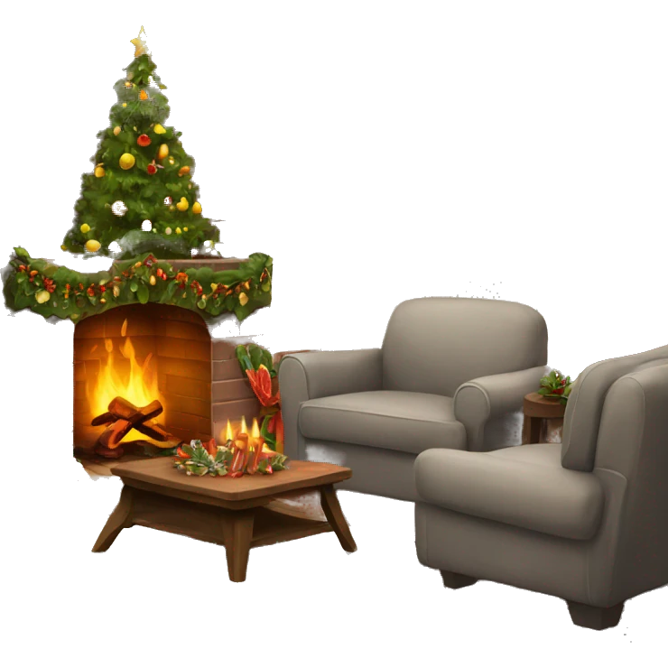 christmas fireplace with chairs  emoji