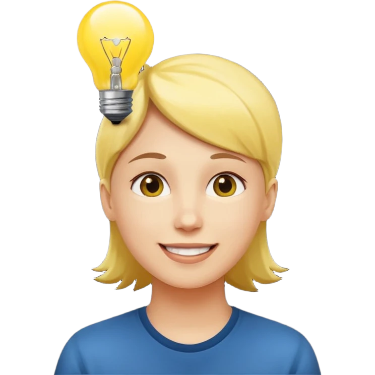 Generate a realistic emoji of someone happy figuring something out and being smart about it emoji