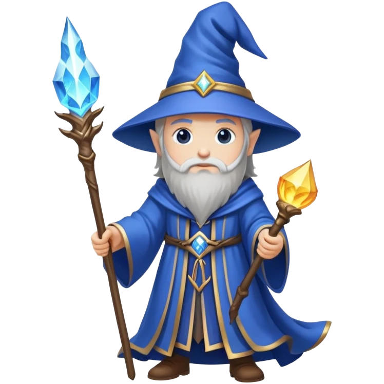 wizard hero with magical staff and blue robes emoji