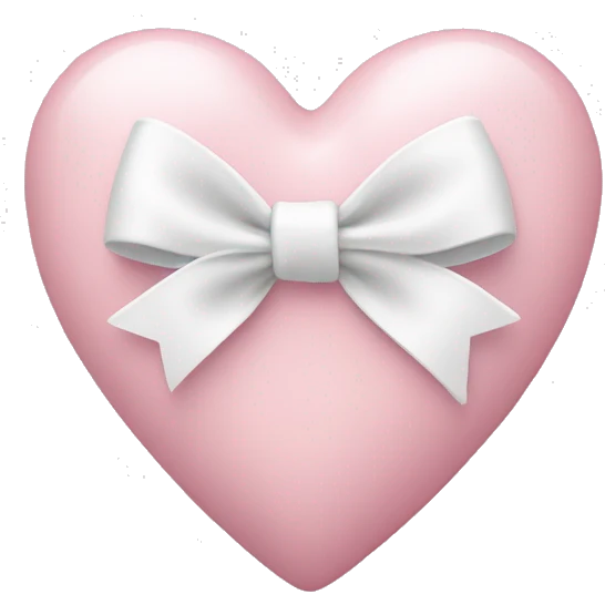 Pastel pink love heart with white bow. emoji