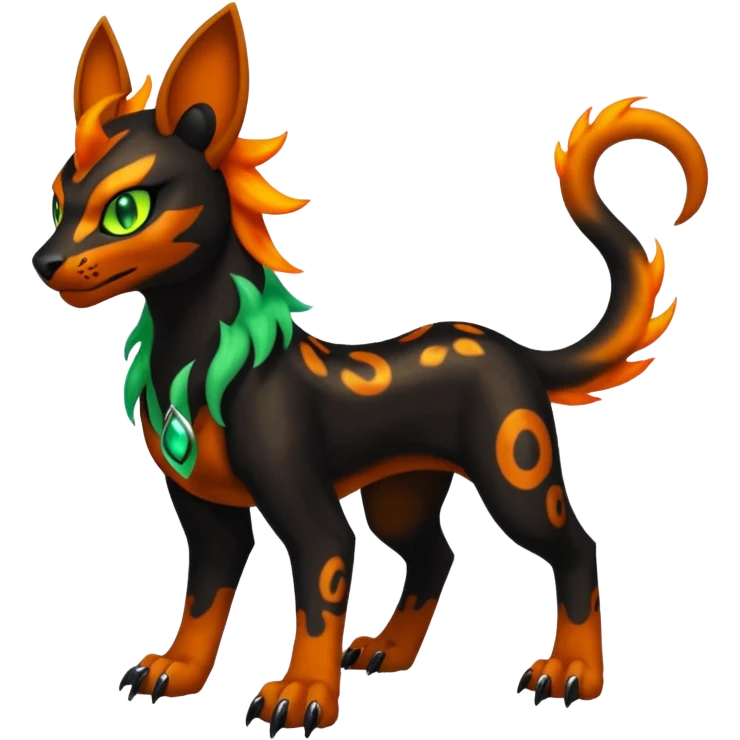 Elemental Groovy Diaphanous Scaley Demonic Liepard-Houndoom-Litten-Sprigatito-Pokémon-fusion-creature (full body) emoji