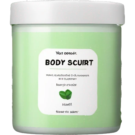 body scrub pot with label emoji
