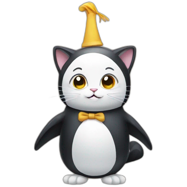 cat with a penguin costume emoji