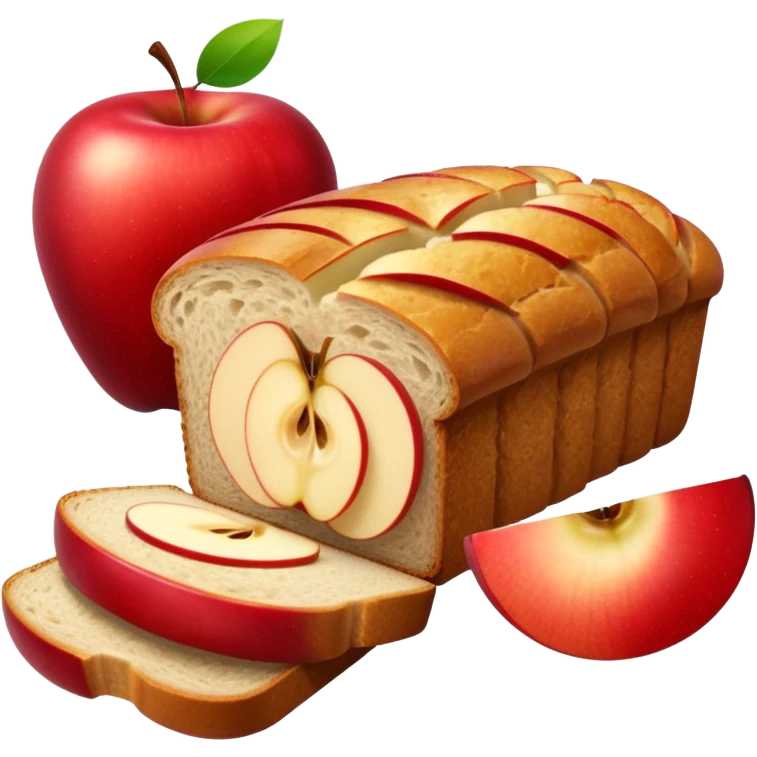 half sliced bread with apple slices inside emoji