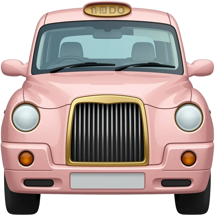 Luxury London taxi, isolated, centered, no background, soft blush body, gold trim, chic feminine Knightsbridge aesthetic emoji