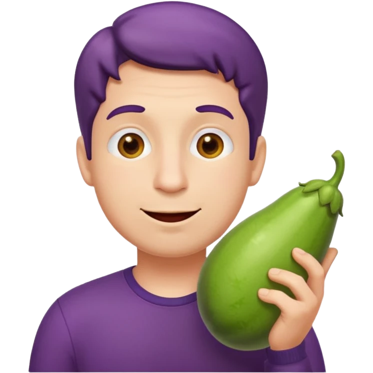 man eating a big eggplant, apple emoji style, variation 4 emoji
