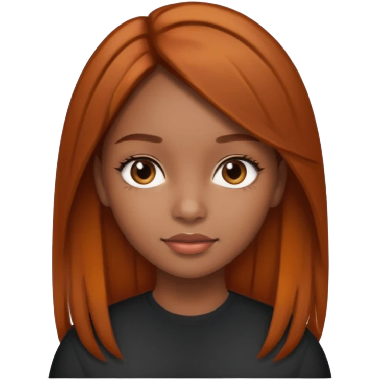 black and latina girl with straight brown hair with ginger highlights  emoji