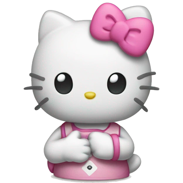 hello kitty doing peace sign with hand emoji