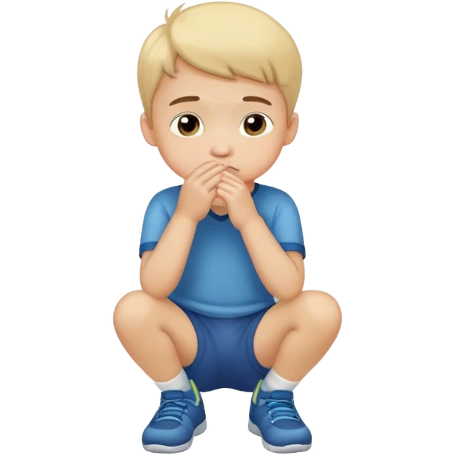 lilltle boy on knees touching nose emoji