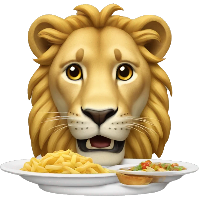 Un león comiendo emoji