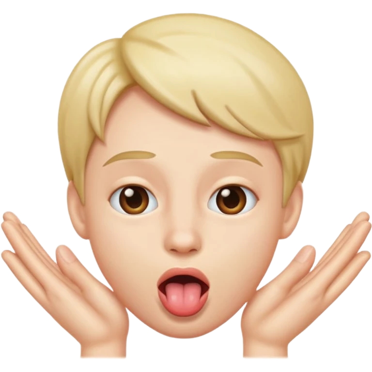 Hands by face with tongue out emoji
