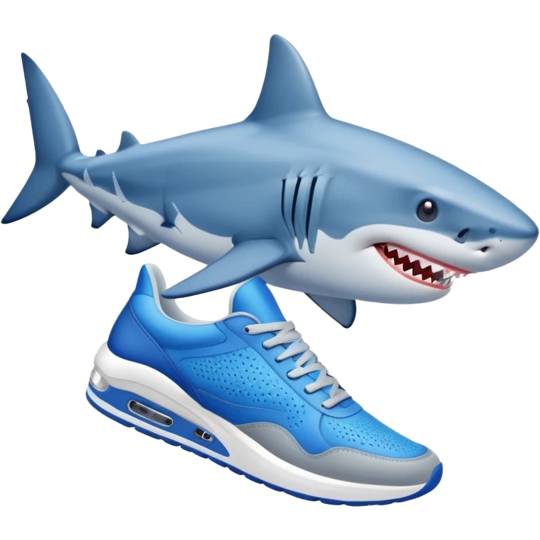 Un tiburon con zapatillas azules emoji