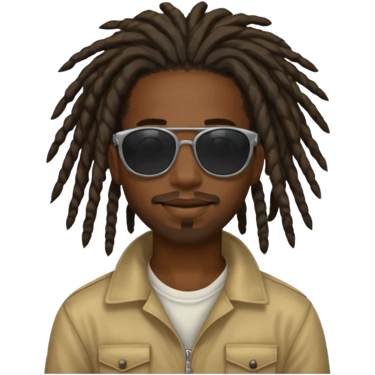 a black african guy with dreadlocks, wearing black shades and aura farming emoji emoji