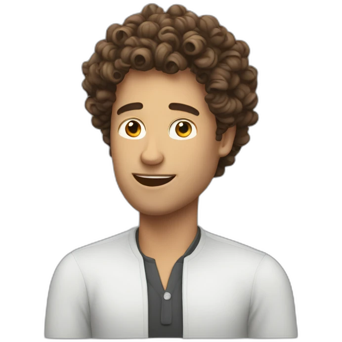 A curly heir guy talking in a podcast emoji