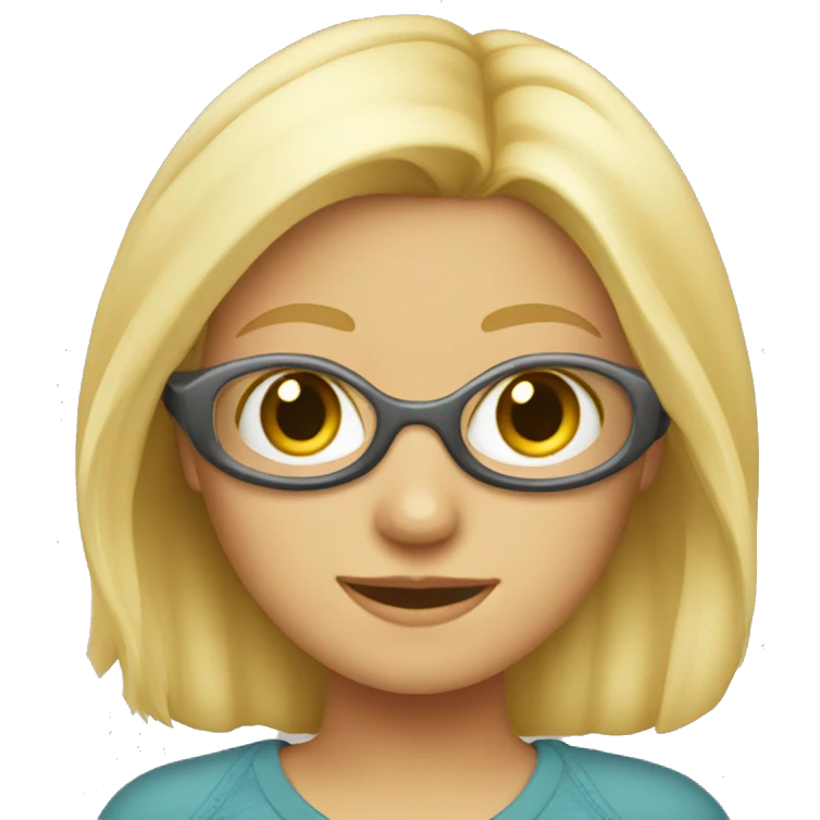 Blond girl woth goggle emoji