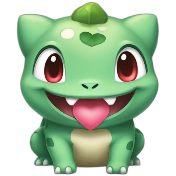 happy Bulbasaur with heart emoji