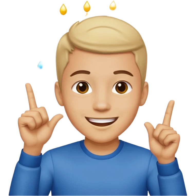 Young man doing celebration pose emoji
