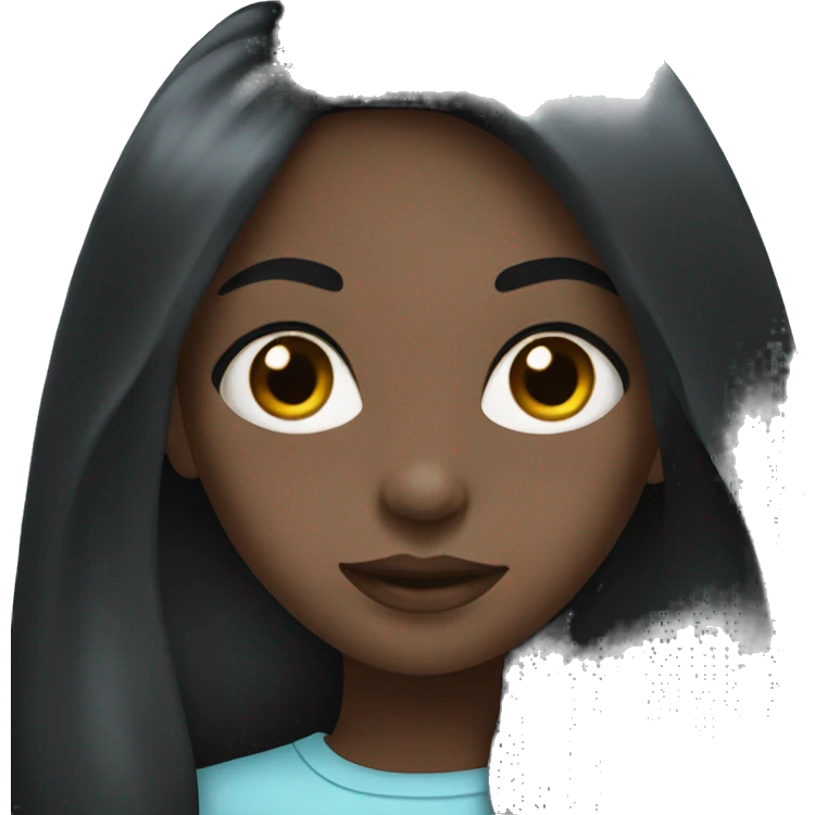 Black girl with light blue eyes with long black hair  emoji