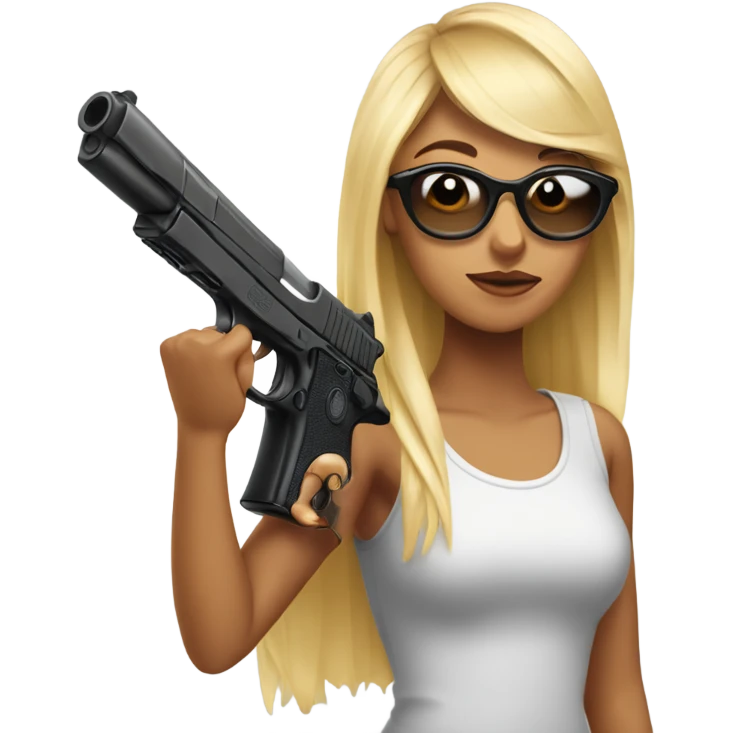 una chica con unas gafas de sol y una pistola emoji