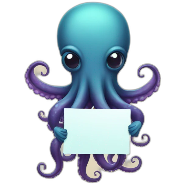 Cute kraken Holding a Sign emoji