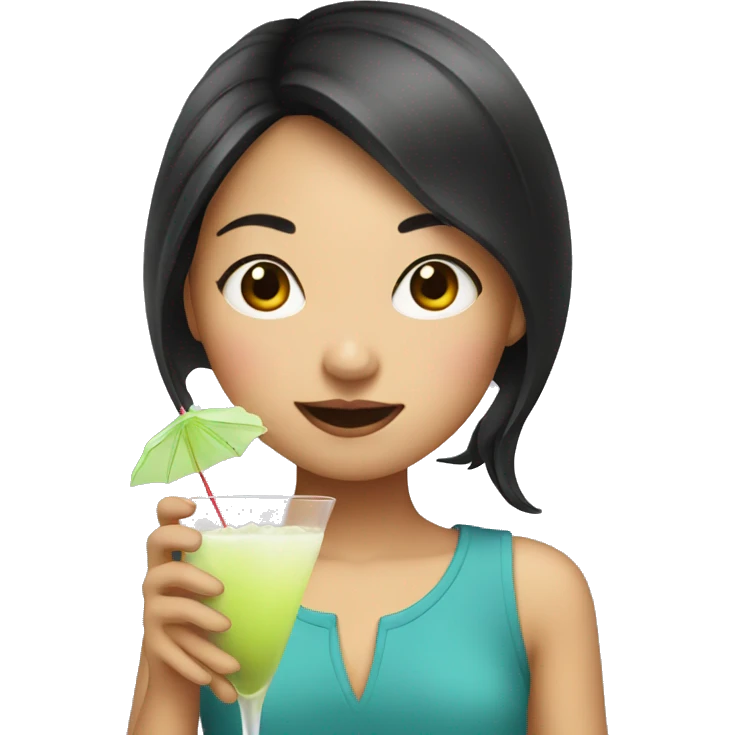 Asian girl drinking martini emoji