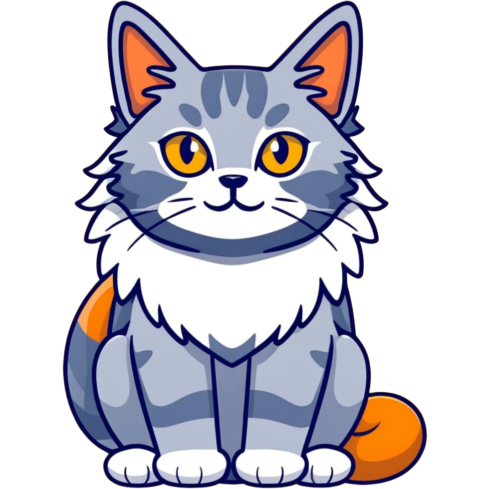 blue-gray maine coon cat with yellow eyes emoji