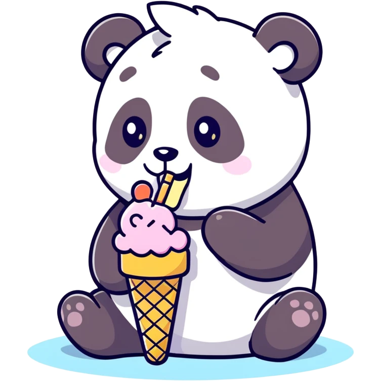 Panda eating ice cream emoji