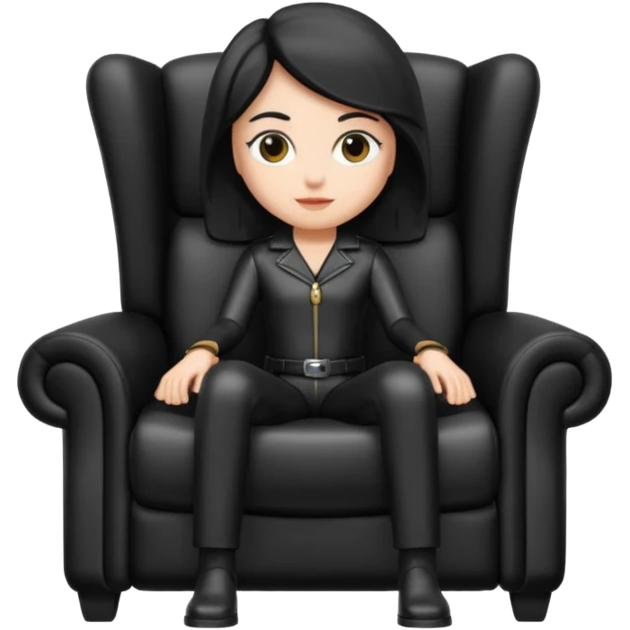 Matrix trinity black leather full body sit on a leather armchair emoji