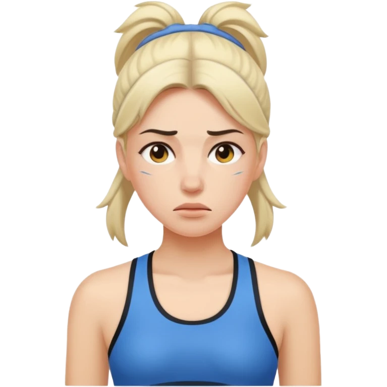 피곤해보이는, 운동복 입은 여자 emoji