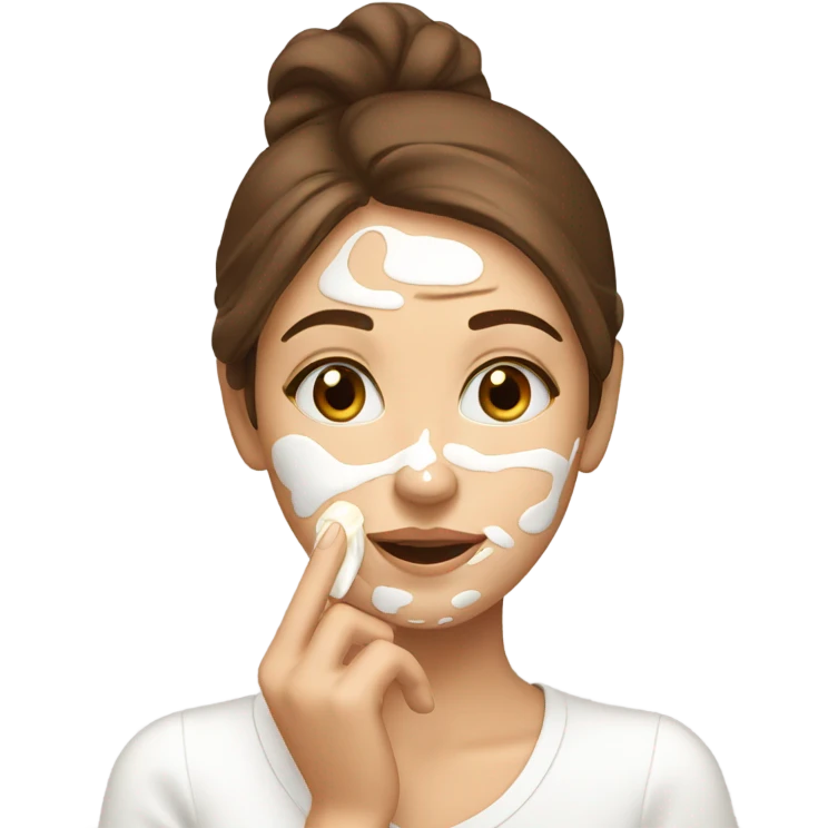 Girl with brown hair putting face cream  emoji