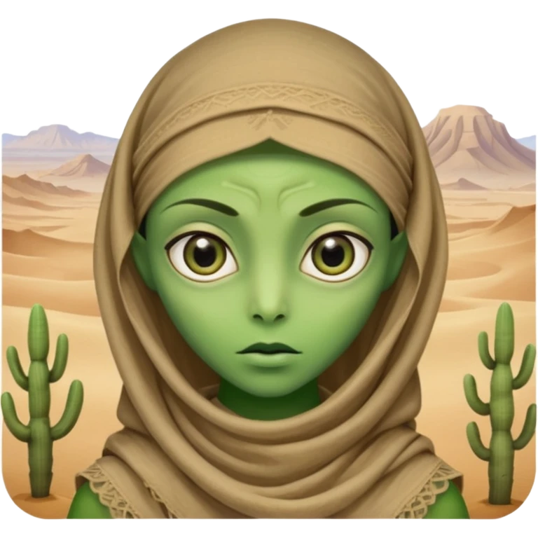 alien living in desert, just face  emoji