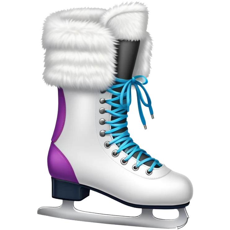 figure skating boot with colorful leg warmers pulled up over the skates emoji