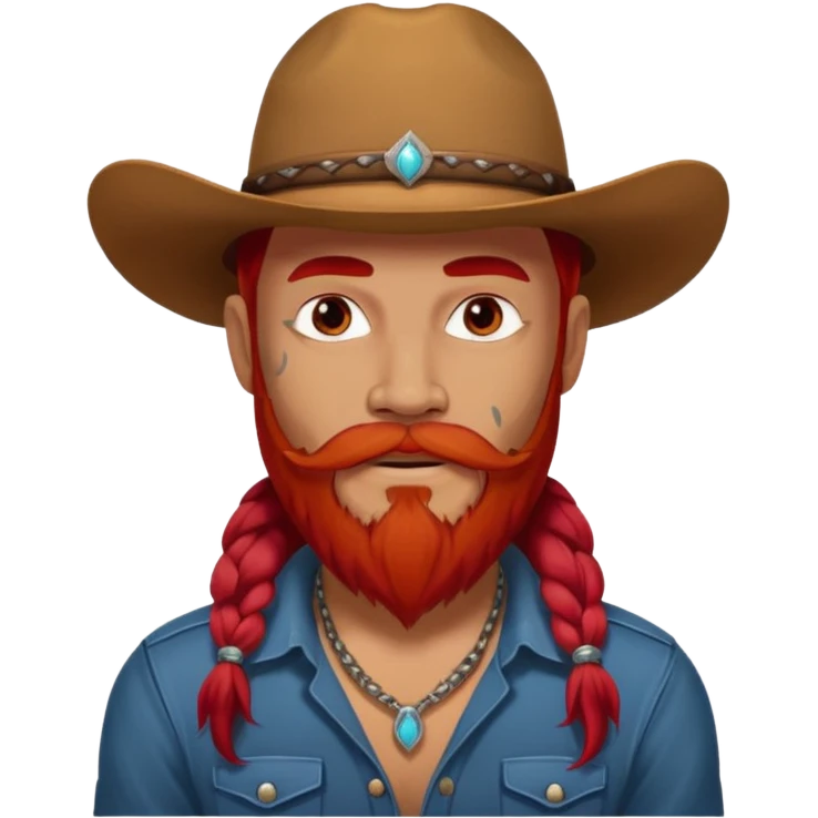 mustached cowboys bead and long red hair with tattoos on face  emoji