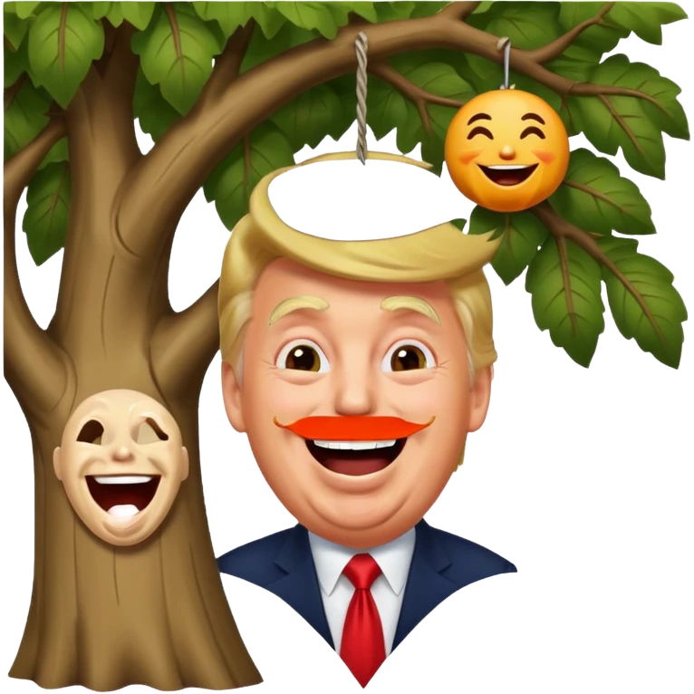 Donald trump mort de rire accrocher sur un arbre  emoji