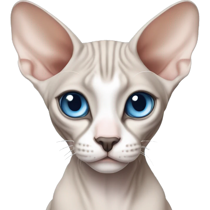 Sphynx cat with grey nose and blue eyes emoji