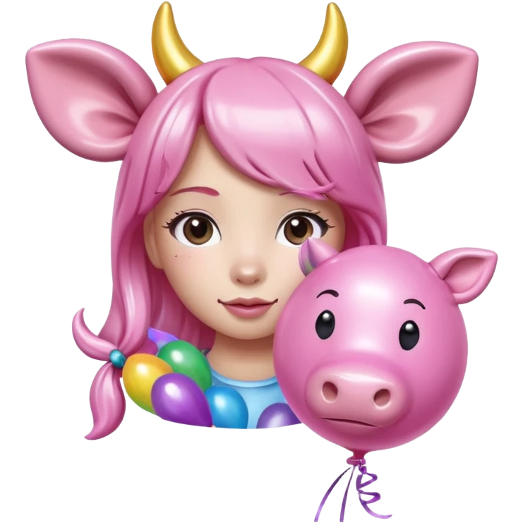   jeff koons kawaii girl cow balloon sculpture  emoji